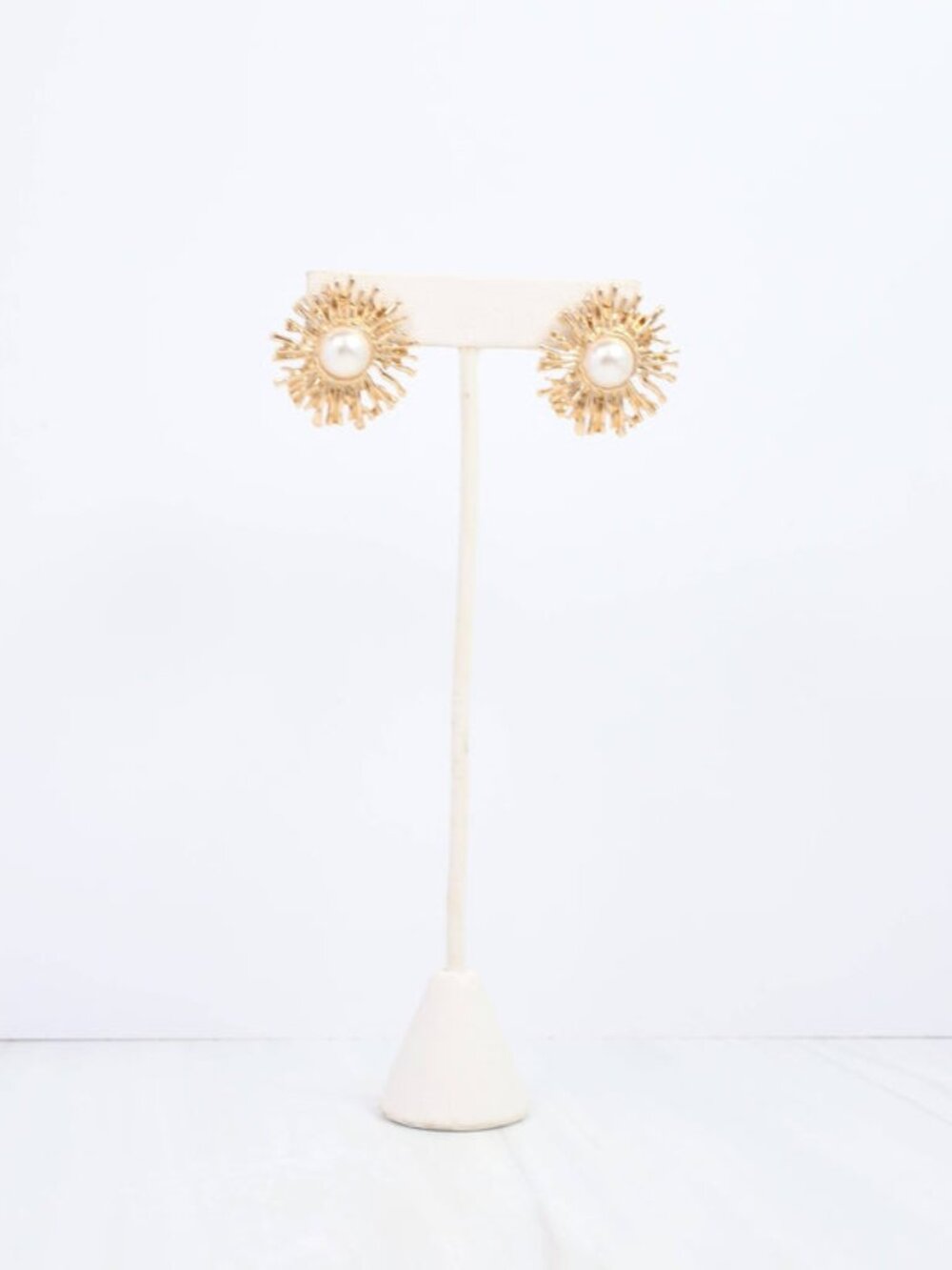 Caroline Hill Gold Parma Sunburst Pearl Post Earring